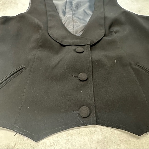 Sandro Sportswear Black Vest Women's M 3 Buttons Collared Western Back Buckle - Picture 3 of 9